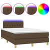 vidaXL Sommier &agrave; lattes de lit matelas et LED Marron fonc&eacute; 120x200 cm