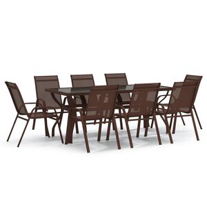 vidaXL Ensemble &agrave; manger de jardin 9 pcs Marron et noir