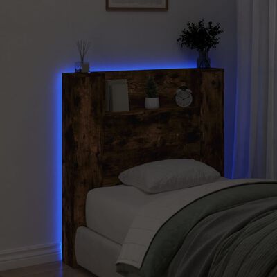 vidaXL Armoire tête de lit avec LED chêne fumé 100x16,5x103,5 cm