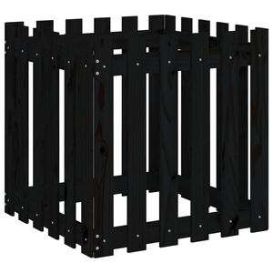 vidaXL Jardini&egrave;re avec design de cl&ocirc;ture noir 60x60x60 cm pin massif