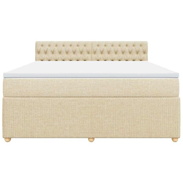 vidaXL Sommier &agrave; lattes de lit avec matelas Cr&egrave;me 180x200 cm Tissu