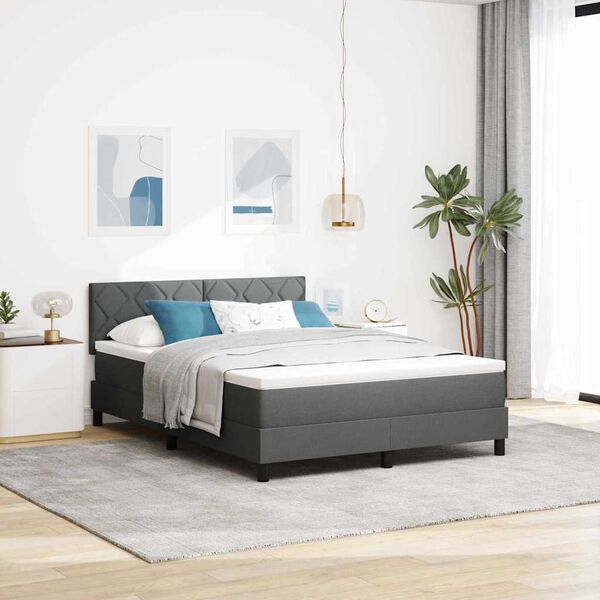 vidaXL Lit &agrave; ressorts avec matelas Gris fonc&eacute; 160 x 200 cm tissu