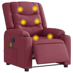 vidaXL Fauteuil de massage inclinable &eacute;lectrique Rouge bordeaux Tissu