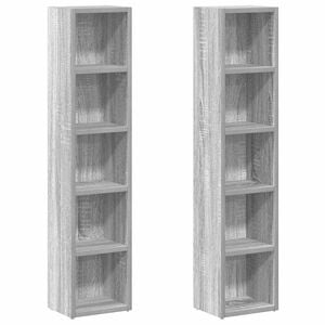 vidaXL Armoires &agrave; CD 2 pcs Sonoma gris 21x16x93,5 cm Bois d'ing&eacute;nierie