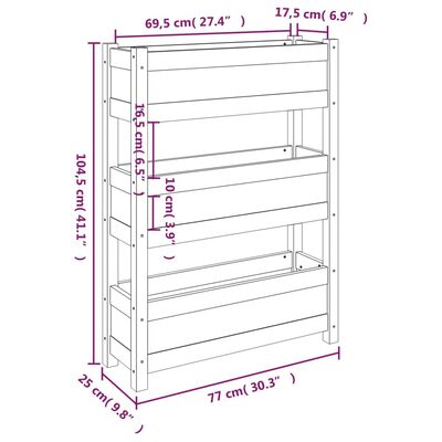 vidaXL Jardinière 77x25x104,5 cm Bois massif de pin