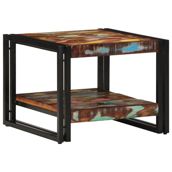 vidaXL Table basse multicolore 50x50x38 cm bois de récupération massif