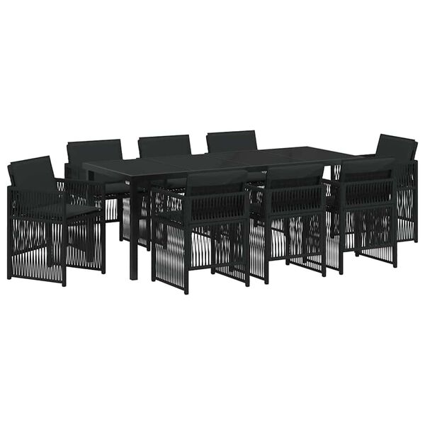 vidaXL Ensemble de salle &agrave; manger pour jardin 9 pcs Noir
