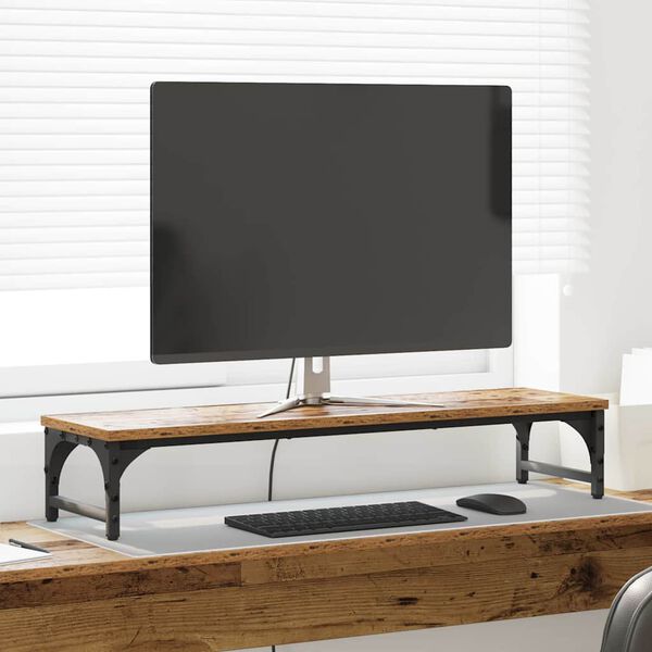 vidaXL Support de moniteur Bois Ancien 85 x 23 x 15,5 cm