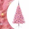 vidaXL Sapin de No&euml;l artificiel pr&eacute;-&eacute;clair&eacute; Rose 150 cm PVC