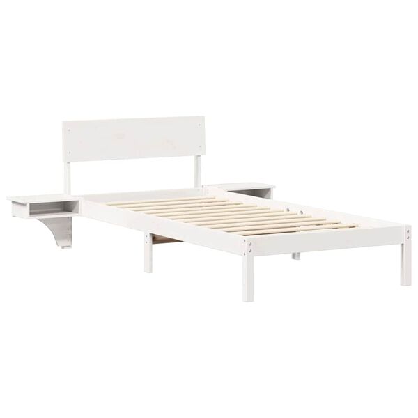 vidaXL Cadre de lit avec t&ecirc;te de lit Blanc 80 x 200 cm Pin massif