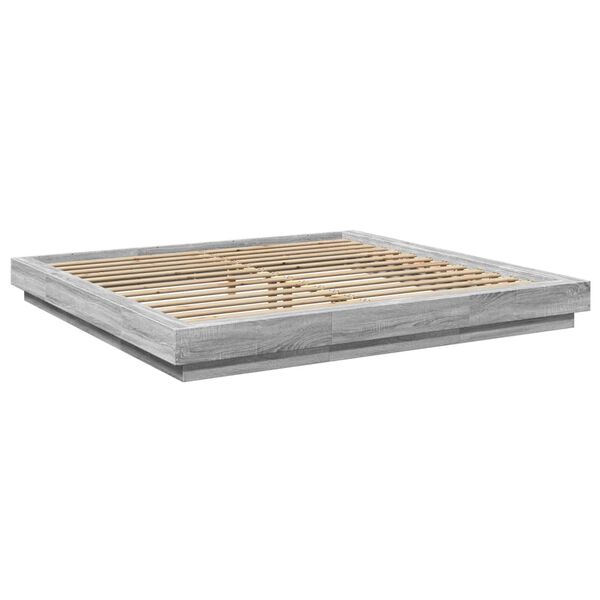 vidaXL Cadre de lit sans matelas sonoma gris 200x200 cm