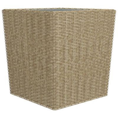 vidaXL Ensemble de bistro 3 pcs Résine tressée et verre trempé Beige