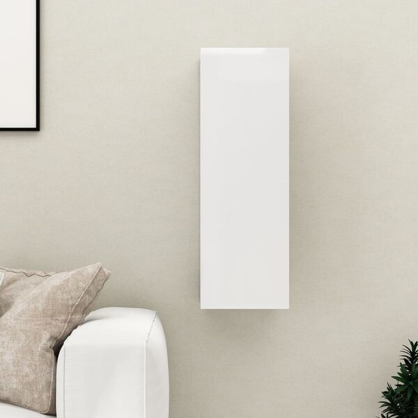 vidaXL Meuble TV Blanc brillant 30,5x30x90 cm Bois d&rsquo;ing&eacute;nierie