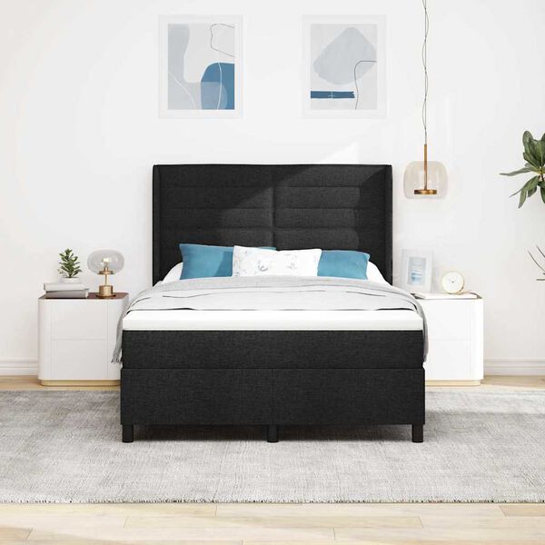 vidaXL Lit &agrave; ressorts avec matelas Noir 200 x 140 cm tissu