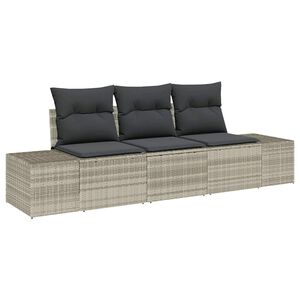 vidaXL Ensemble de Canap&eacute;s 3 pc Gris clair polyrotin