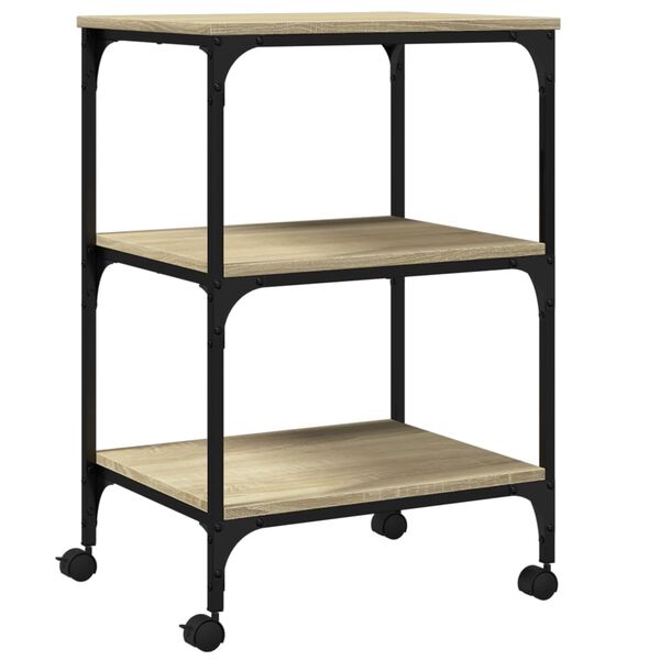 vidaXL Support d'imprimante 3 niveaux ch&ecirc;ne sonoma 50x41x75 cm