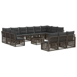 vidaXL Ensemble de canap&eacute; de jardin 14 pc Gris polyrotin