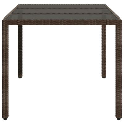 vidaXL Table de jardin avec dessus en verre marron résine tressée