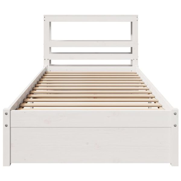 vidaXL Cadre de lit avec t&ecirc;te de lit sans matelas blanc 90x200 cm