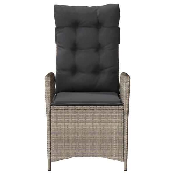 vidaXL Chaise inclinable de jardin coussins gris clair r&eacute;sine tress&eacute;e