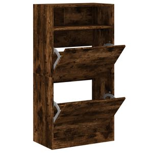 vidaXL Armoire &agrave; chaussures ch&ecirc;ne fum&eacute; 60x34x116 cm bois d'ing&eacute;nierie