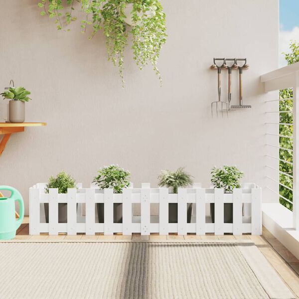 vidaXL Lit sur&eacute;lev&eacute; de jardin design de cl&ocirc;ture 150x30x30cm pin massif