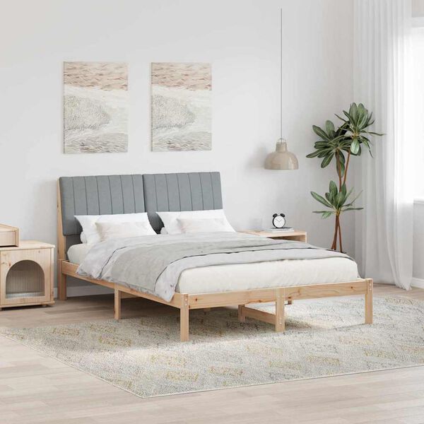vidaXL Cadre de lit Gris clair 140 x 200 cm Pin massif