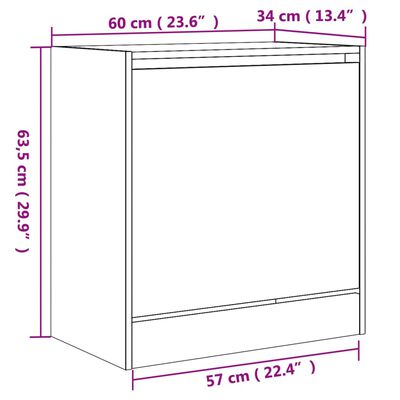 vidaXL Armoire à chaussures chêne sonoma 60x34x63,5 cm bois ingénierie