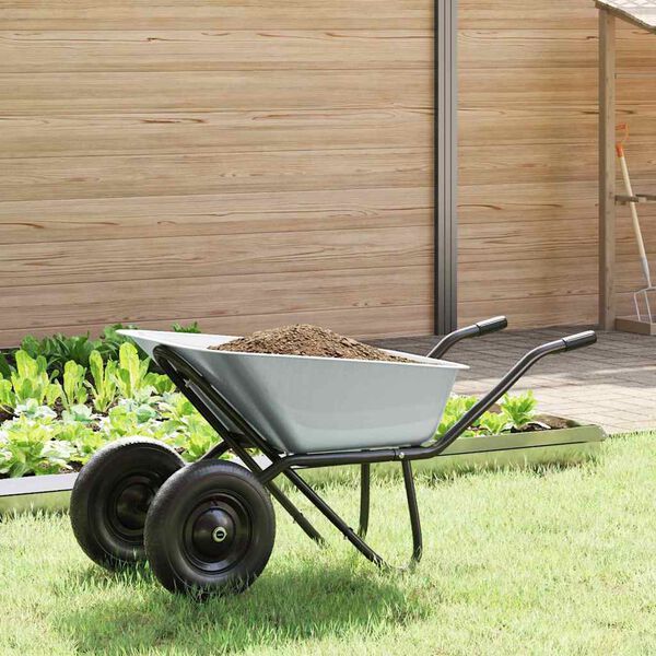 vidaXL Brouette Argent et noir 137 x 60 x 65,5 cm Acier
