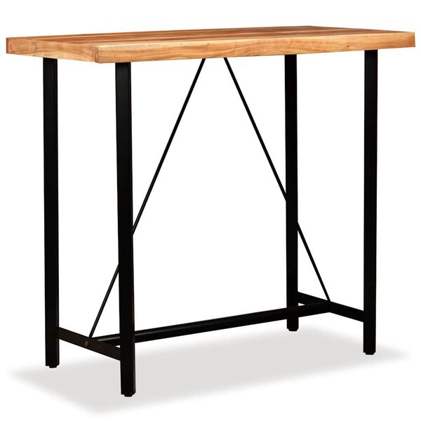 vidaXL Ensemble de bar 5 pcs Bois d'acacia Cuir v&eacute;ritable et toile
