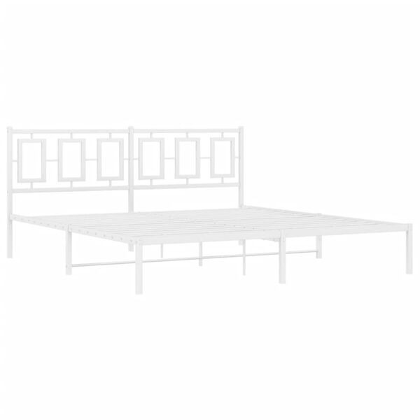 vidaXL Cadre de lit m&eacute;tal sans matelas et t&ecirc;te de lit blanc 183x213 cm