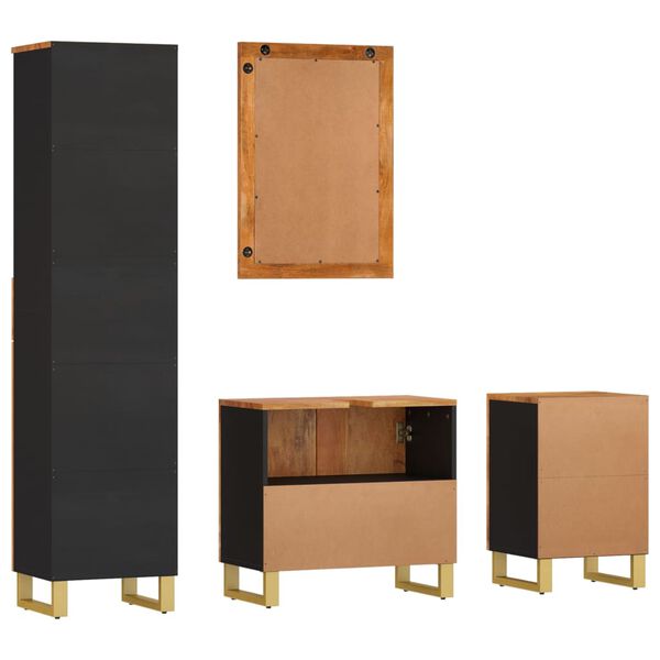 vidaXL Ensemble d'armoires de bain 4 pcs marron noir bois de manguier