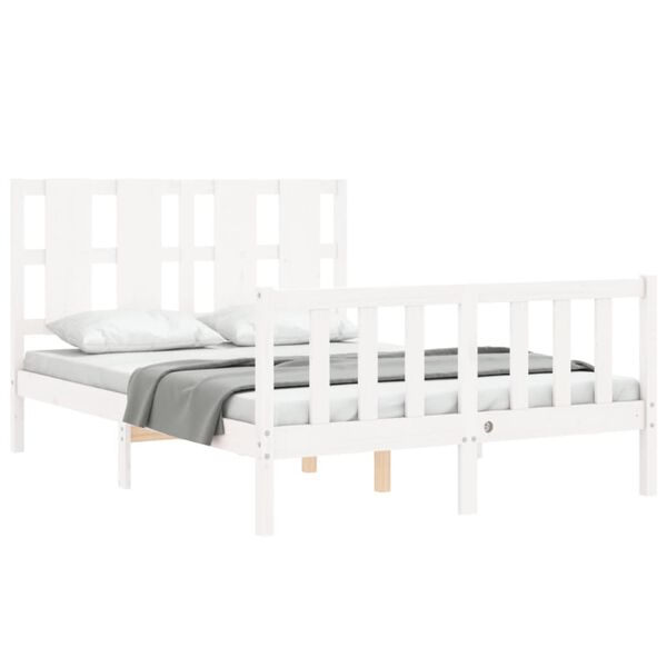 vidaXL Cadre de lit sans matelas blanc 140x190 cm bois de pin massif