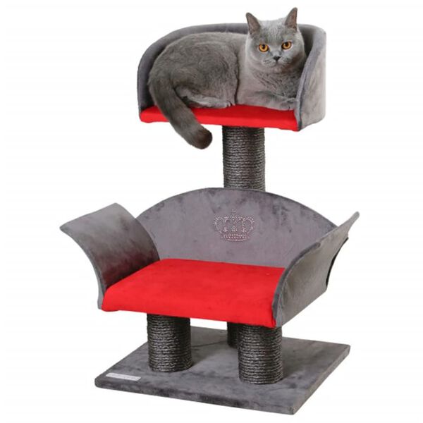 Kerbl Arbre &agrave; chats Lounge Deluxe Gris et rouge 81548