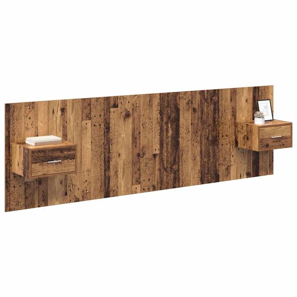 vidaXL T&ecirc;te de lit avec armoire 3 pcs Bois Ancien Bois d'ing&eacute;nierie