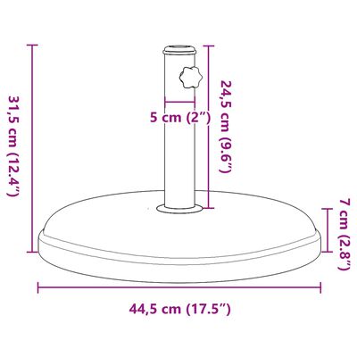 vidaXL Base de parasol pour mâts Ø32/35/38 mm 15 kg rond