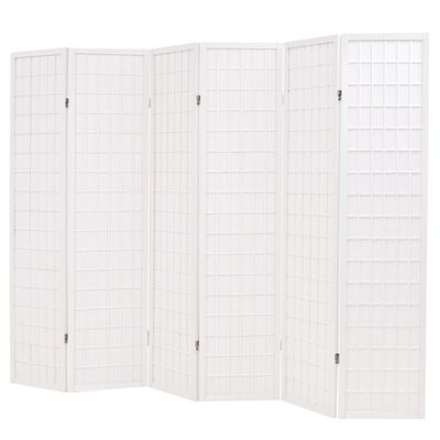 vidaXL Cloison de séparation 6 panneaux Style japonais 240x170cm Blanc