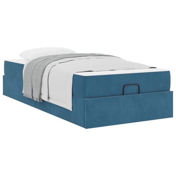 vidaXL Cadre de lit avec matelas avec matelas 2 pcs Bleu Velours