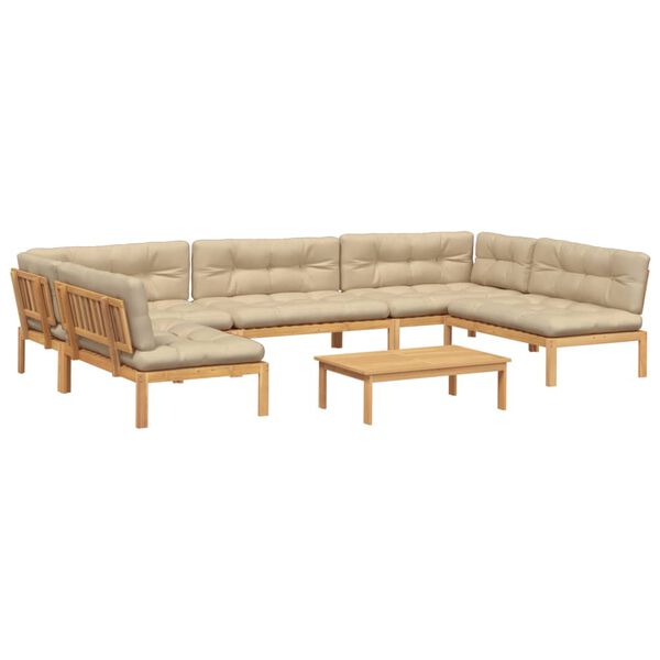 vidaXL Salon palette de jardin avec coussins 6pcs bois d'acacia massif