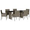 vidaXL Ensemble &agrave; manger de jardin et coussins 7 pcs gris rotin