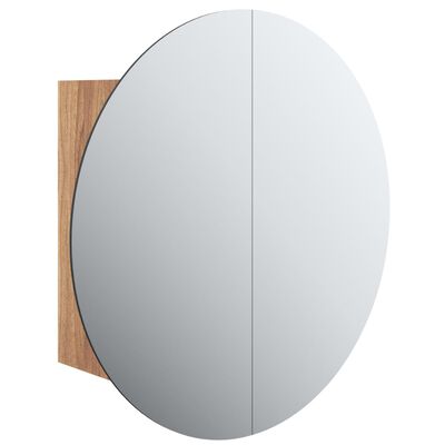 vidaXL Armoire de salle de bain miroir rond et LED Chêne 40x40x17,5 cm