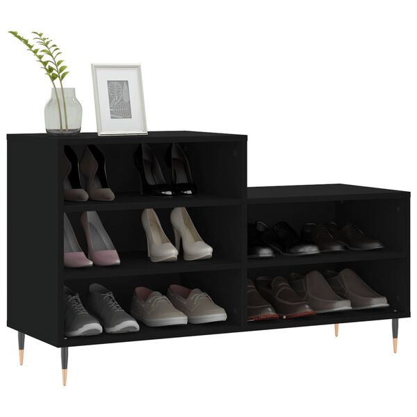 vidaXL Armoire &agrave; chaussures Noir 102x36x60 cm Bois d'ing&eacute;nierie
