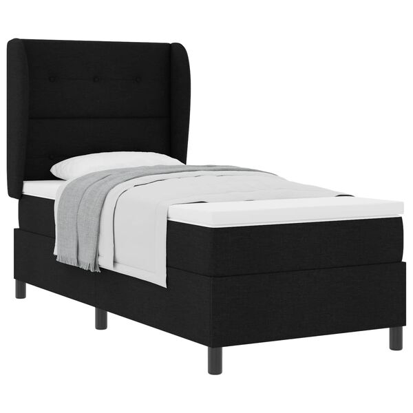 vidaXL Lit &agrave; ressorts avec matelas Noir 80 x 200 cm tissu