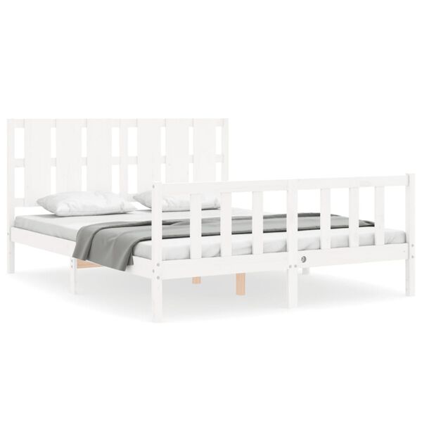 vidaXL Cadre de lit sans matelas blanc bois de pin massif