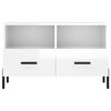 vidaXL Meuble TV Blanc brillant 80x36x50 cm Bois d'ing&eacute;nierie