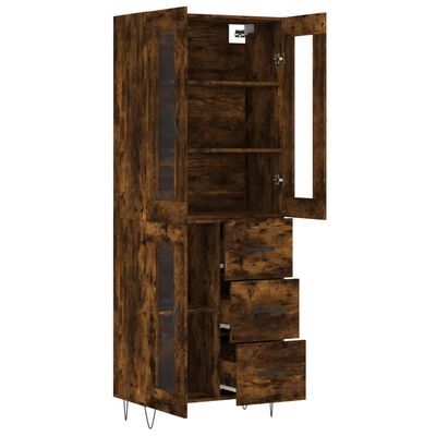 vidaXL Buffet haut Chêne fumé 69,5x34x180 cm Bois d'ingénierie