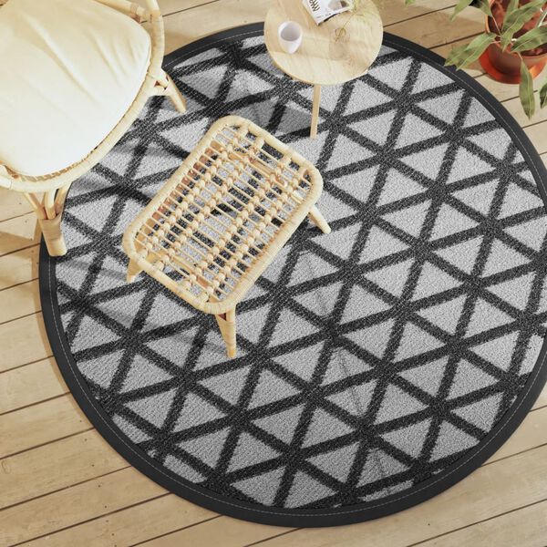 vidaXL Tapis d'extérieur ARAKIL noir Ø160 cm PP