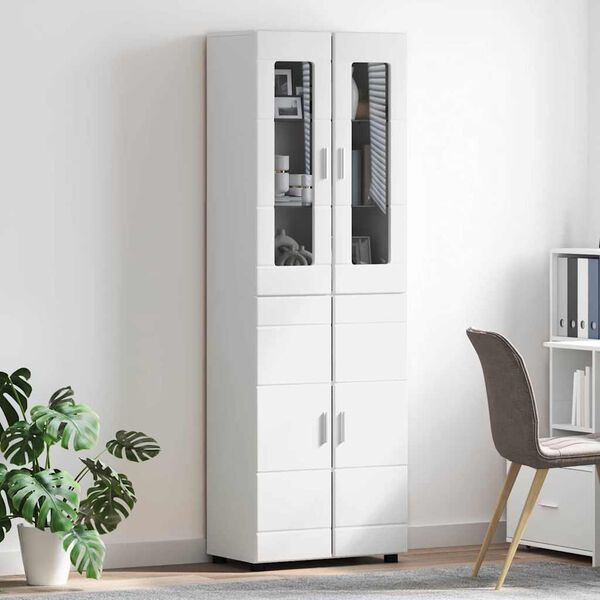 vidaXL Haut Armoire Blanc 60 x 35 x 182 cm Bois d'ing&eacute;nierie