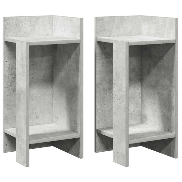 vidaXL Tables d'appoint 2 pcs avec &eacute;tag&egrave;re gris b&eacute;ton 25,5x27x60 cm