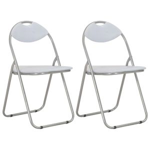 vidaXL Chaises pliantes &agrave; manger lot de 2 blanc similicuir